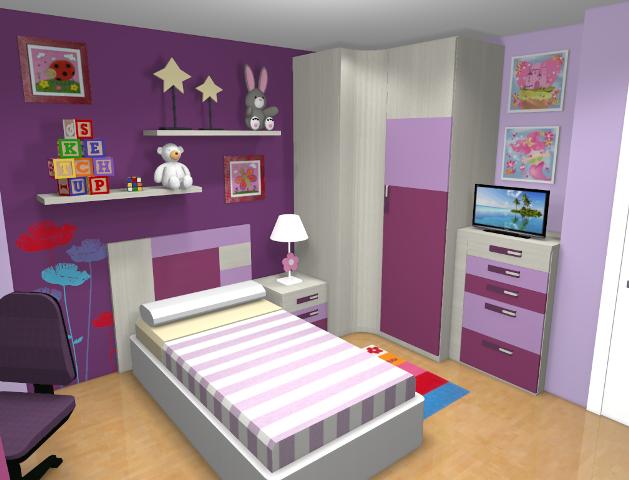 Proyecto 3D dormitorio juvenil