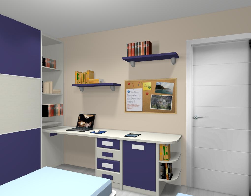 Proyecto 3D dormitorio juvenil