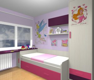 Proyecto 3D dormitorio juvenil