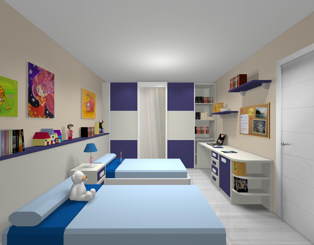 Proyecto 3D dormitorio juvenil