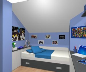 Proyecto 3D dormitorio juvenil