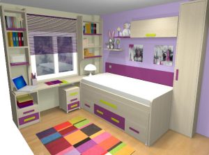 Proyecto 3D dormitorio juvenil