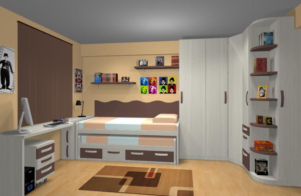 Proyecto 3D dormitorio juvenil