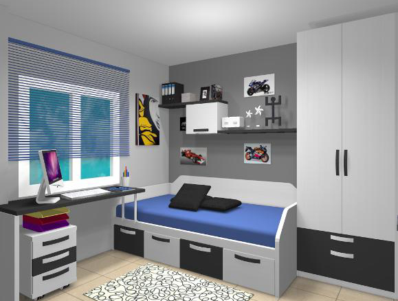 Proyecto 3D dormitorio juvenil