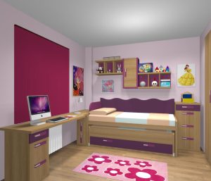 Proyecto 3D dormitorio juvenil