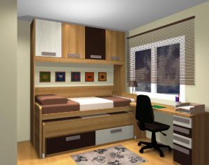 Proyecto 3D dormitorio juvenil